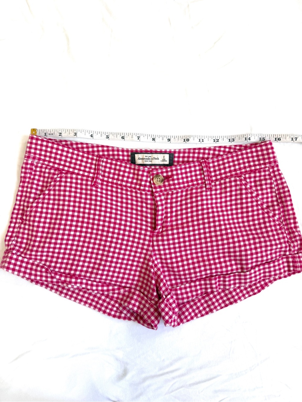Abercrombie & Fitch Pink Gingham Jean Shorts - Picture 4 of 4
